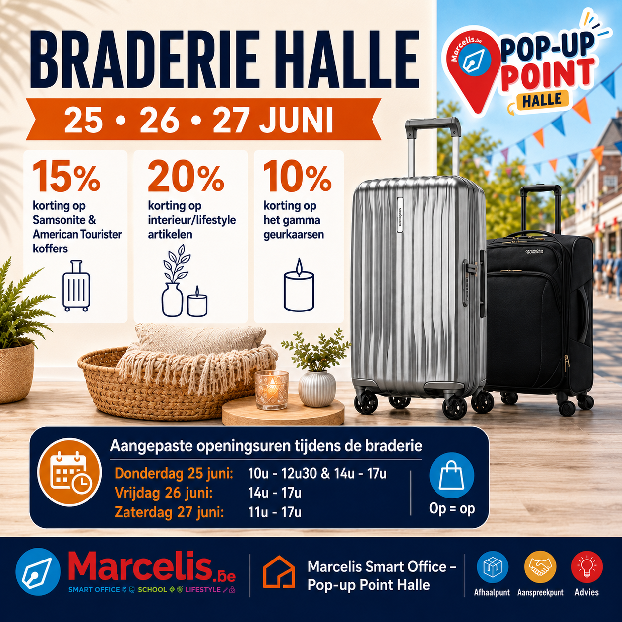 Braderie en openingsuren- vierkant