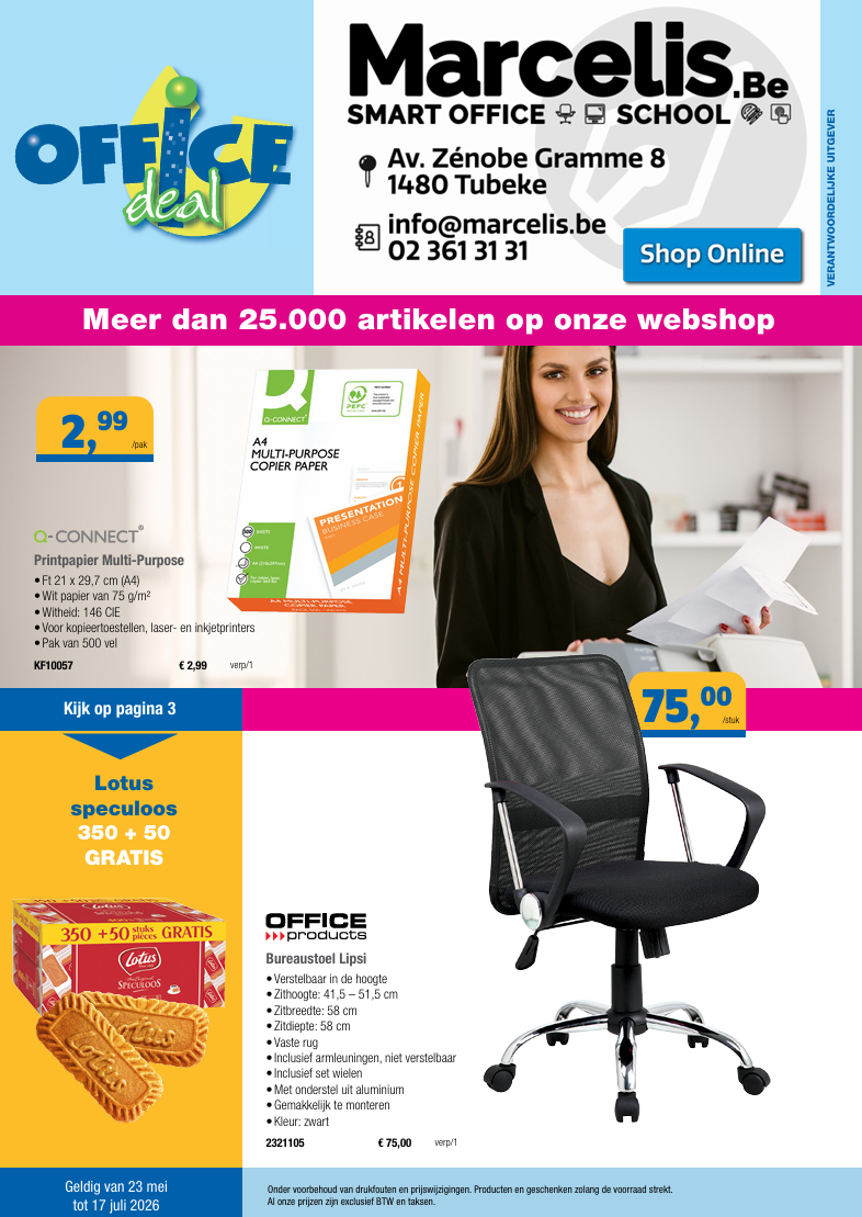 Actuele promotiefolder met aanbiedingen op kantoormateriaal