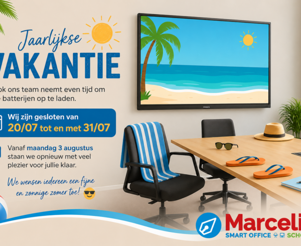 Jaarlijkse vakantie Marcelis van 20 tot en met 31 juli – webshop voor kantoormateriaal blijft open